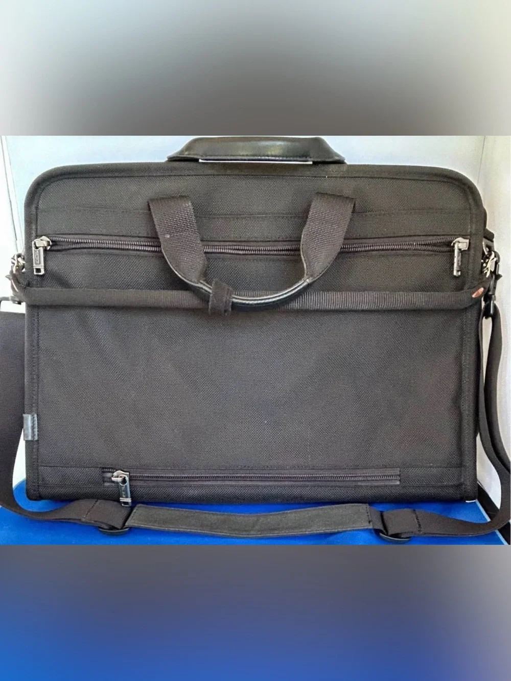 Tumi Black Laptop Briefcase with Front Zip Pockets